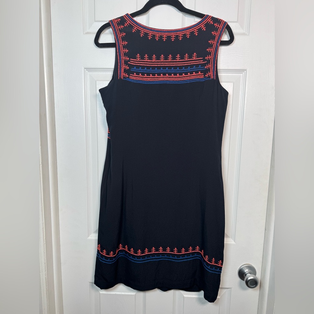 Gianni Bini Black Embroidered Mini Dress Boho Sleeveless Size M - Picture 6 of 6